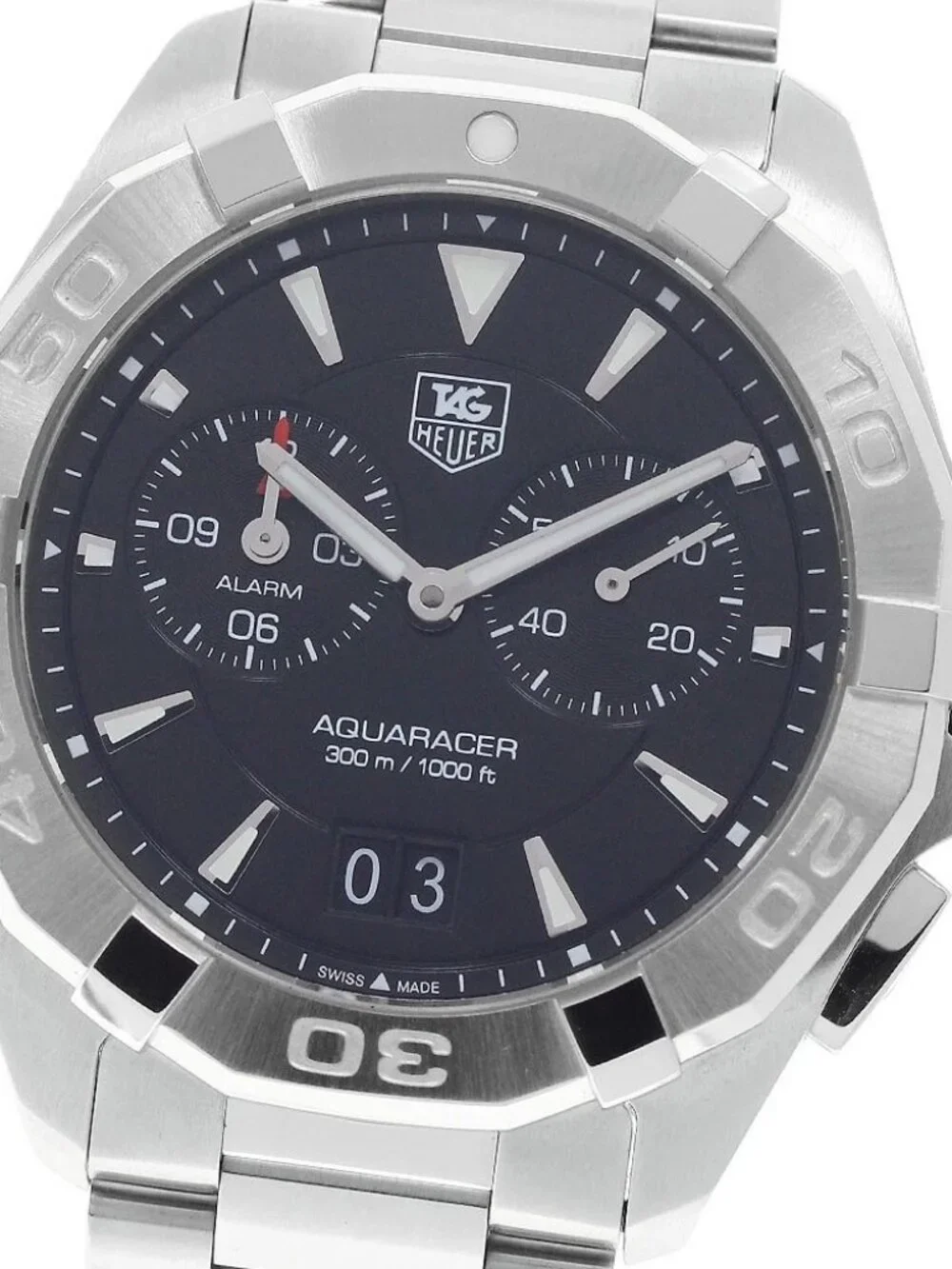TAG HEUER Aqua racer WAY111Z Alarm Date Black Dial Quartz Men's Watch_971518